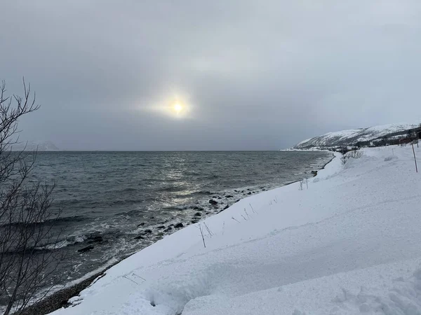 Snawy Naturaleza Ajardinada Tromso Norway —  Fotos de Stock