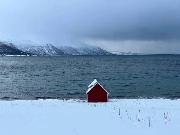 Снежный Пейзаж Природа Tromso Нигде — стоковое фото