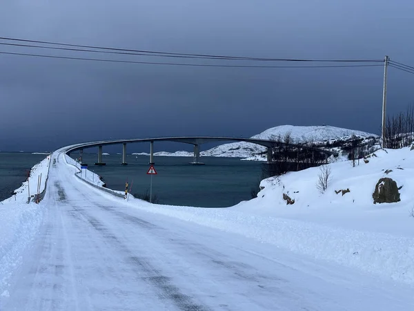 Сніговий Пейзаж Природа Тромсе Даний Час — стокове фото