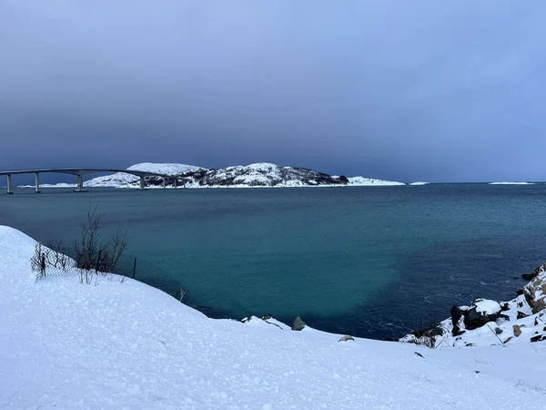 Zasněžená Krajina Přírody Tromso Žádném Případě — Stock fotografie