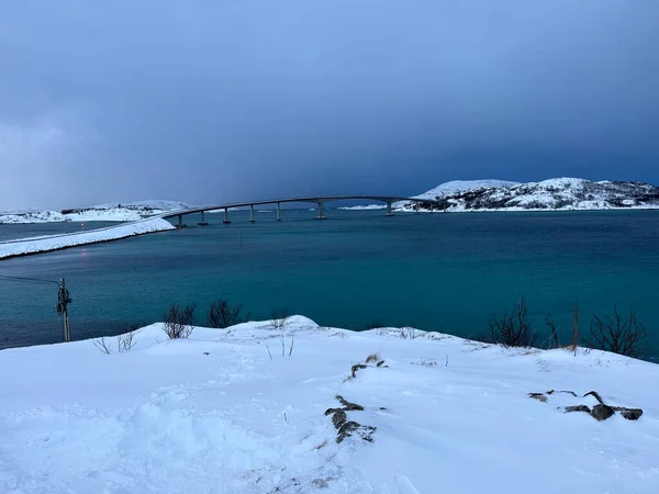 Сніговий Пейзаж Зимовий Сезон Тромсе Норвегія — стокове фото