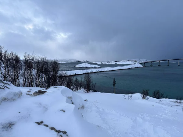 Havas Táj Téli Szezonban Tromso Norway — Stock Fotó