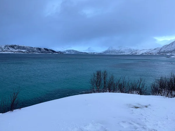 Snöigt Landskap Vintersäsongen Tromso Norge — Stockfoto