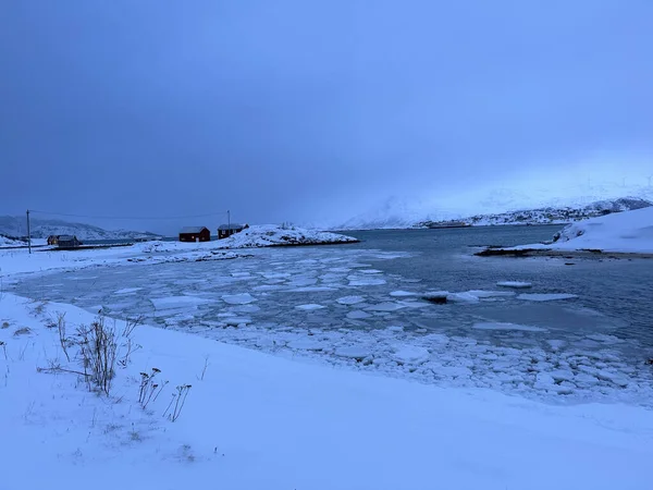 Paesaggio Innevato Nella Stagione Invernale Tromso Norway — Foto Stock