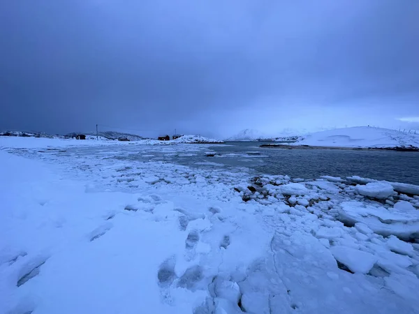 ノルウェーのトロンソでは雪の霜が降り — ストック写真