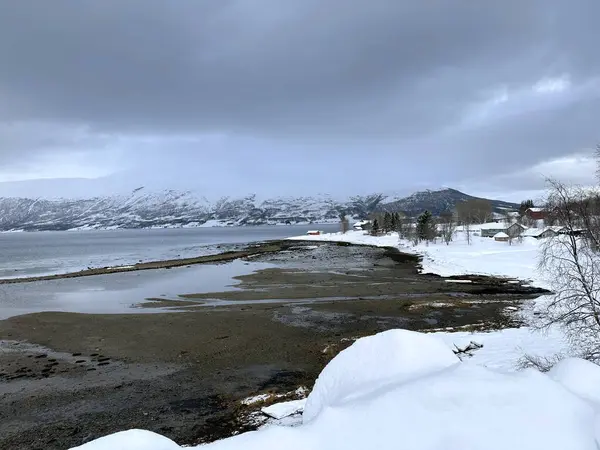 Zasněžená Krajina Přírody Tromso — Stock fotografie