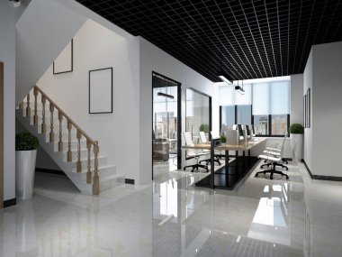 modern ofis içi, 3D oluşturma