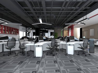 MODERN İŞ OFİSİ, 3D RENDERING