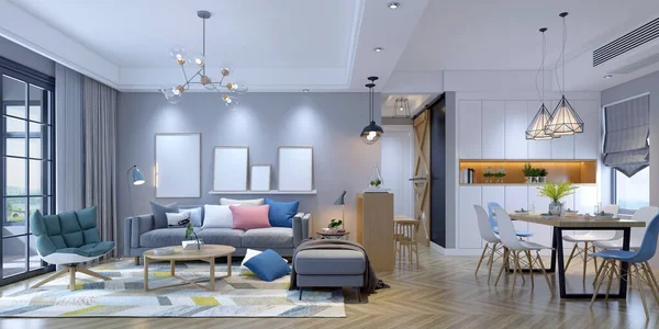 3d render loft apartment interior