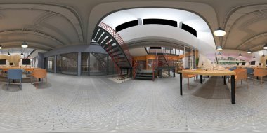 360 derece ofis iç mimarisi 3D