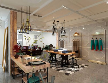 Modern giyim mağazasının 3 boyutlu tasarımı