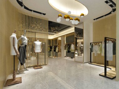 Modern giyim mağazasının 3 boyutlu tasarımı