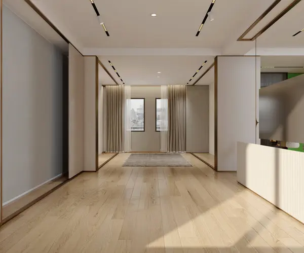 ホーム回廊の空きスペースの3Dレンダリング ストック画像