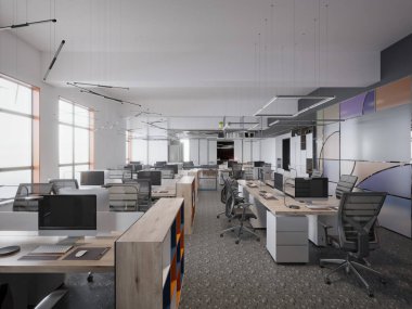 3D render modern çalışma ofis