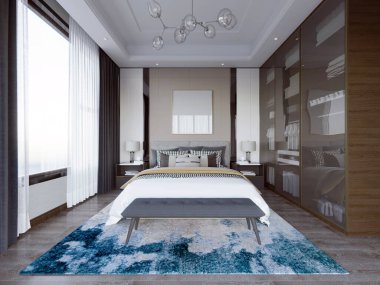 Modern otel odasının 3D görüntüsü