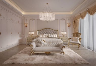 3D lüks otel odası.