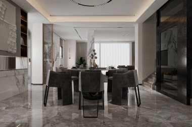 3D lüks oturma odası.