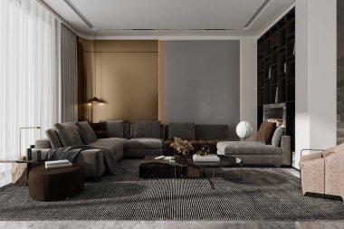 3D lüks oturma odası.