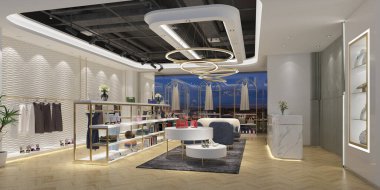 3D moda mağazası iç mimarisi