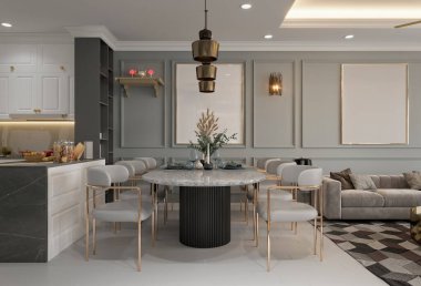 3D ev yapımı oturma odası