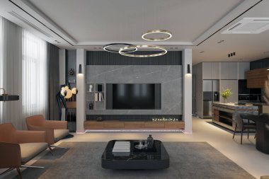 3D ev yapımı oturma odası