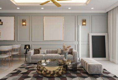 3D ev yapımı oturma odası