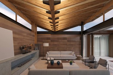 LUXURY EVİ ODASININ 3D RENDERİ