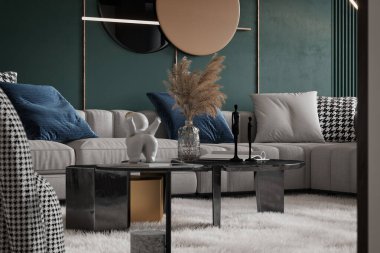 3D konforlu daire iç mimarisi