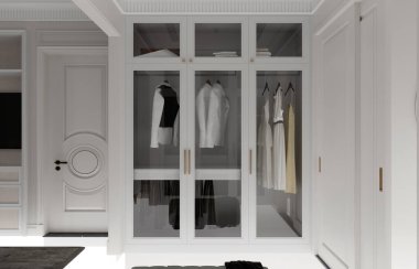 3D render modern yatak odası