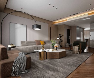3D render modern oturma odası