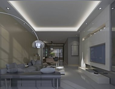 3D render modern oturma odası