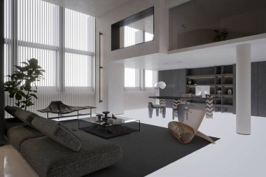 Oturma odasının 3D görüntüsü