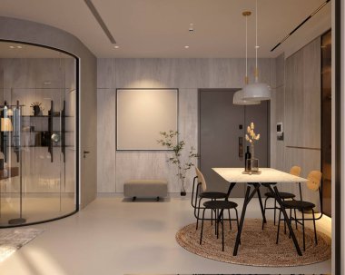 3D render modern oturma odası