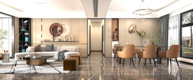 Oturma odasının 3D görüntüsü