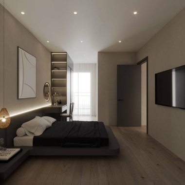 3D render ev iç oturma odası