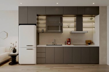 3D render ev iç oturma odası