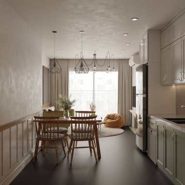 3D render ev iç oturma odası