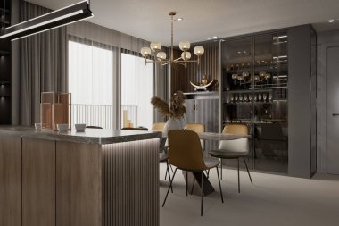 3D render modern oturma odası