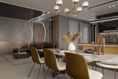 3D render modern oturma odası