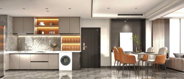 3D render modern oturma odası