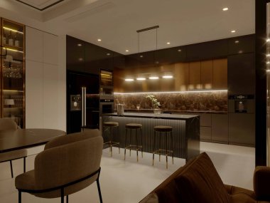 3D render modern oturma odası