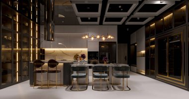 3D render modern oturma odası