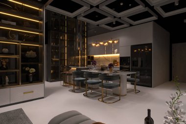 3D render modern oturma odası