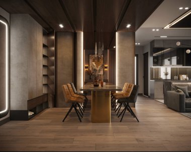 3D render modern oturma odası
