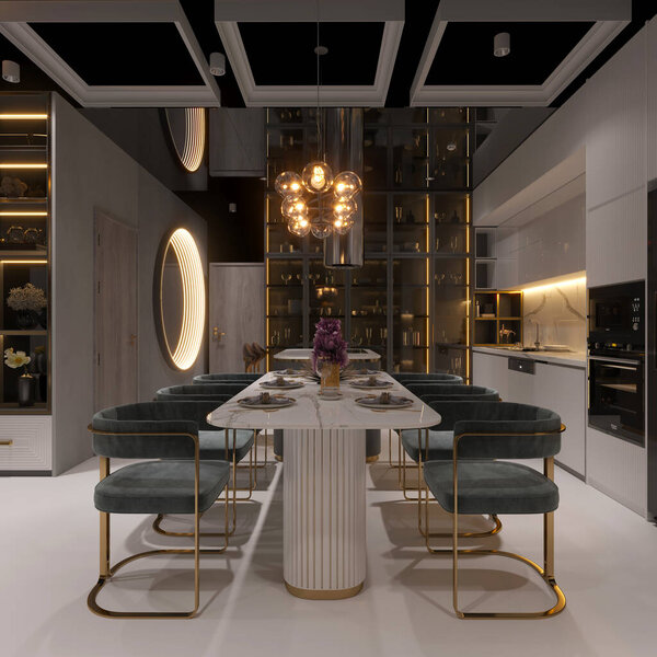 3D рендеринг современной гостиной
