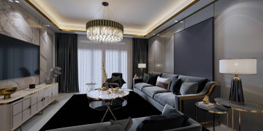 3D render modern oturma odası