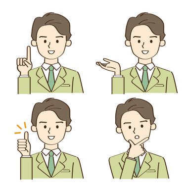 Çeşitli pozlardaki iş adamlarının vektör çizimleri.