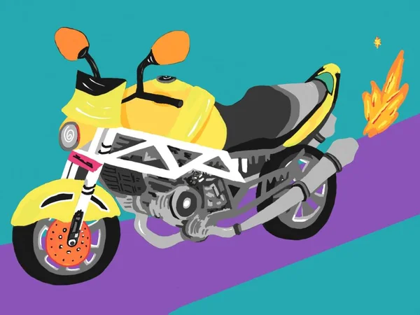 yellow motorbike for fun, sport, lifestyle, illustration