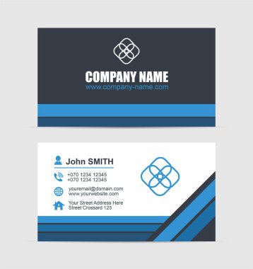 Vektör soyut gri ve mavi kartvizit şablonu