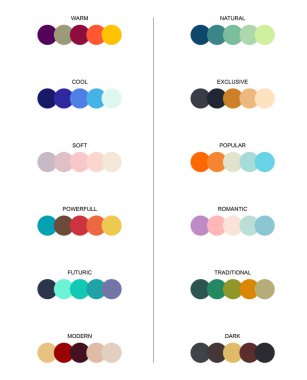 Vektör çizimi. Renk paletleri kümesi